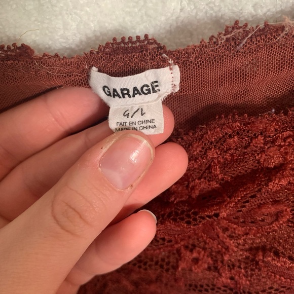 Maroon Lace Going Out Top from Garage, Size Large - Picture 2 of 3